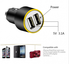 New 2016  Good Price Hot Sell Mini Universal Dual Port USB Car Charger Adapter Bullet Safty Hammer for Phone