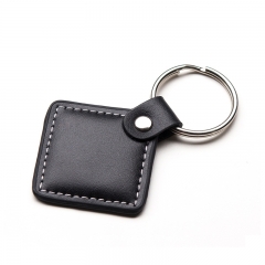  Promotion Custom Black Metal Key Ring Leather Keychain
