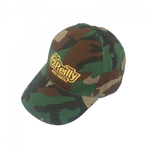 Green Camo with embroidery logo 6 panel custom baseball cap good quality Promotion Cap