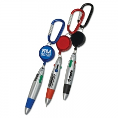 Wholesale Hot Sale Carabiner  with 4 Color Ball Point Pen/Ca