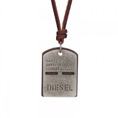 Custom Titanium Steel Bone Dog Tag with PU Necklace