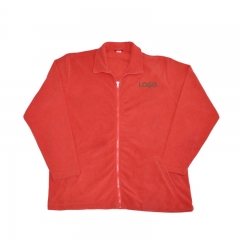 Customized mens red plain quarter zip polar fleece jacket