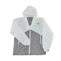 Custom colors jacket , white and gray polyester windbreaker jacket