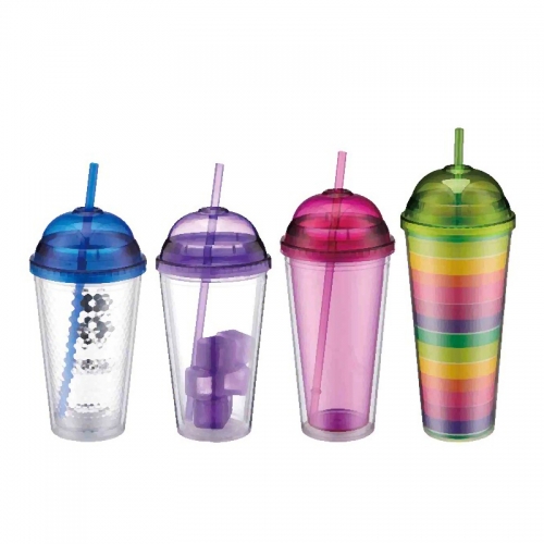 BPA free Plastic Water Bottle Fruit Infuser with Lid and Straw