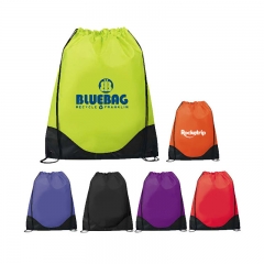 Multi color silk printed polyester drawstring bag. popular backpack in USA market