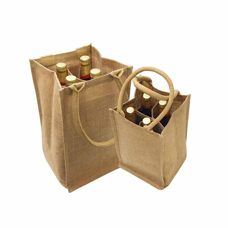 Best quality wine jute bag 6 bottle shopping jute bag for promotional