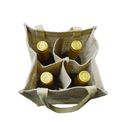 Fashion 4 bottle wine jute bag