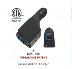 Dual Port Car and Wall 2 in 1 Charger
